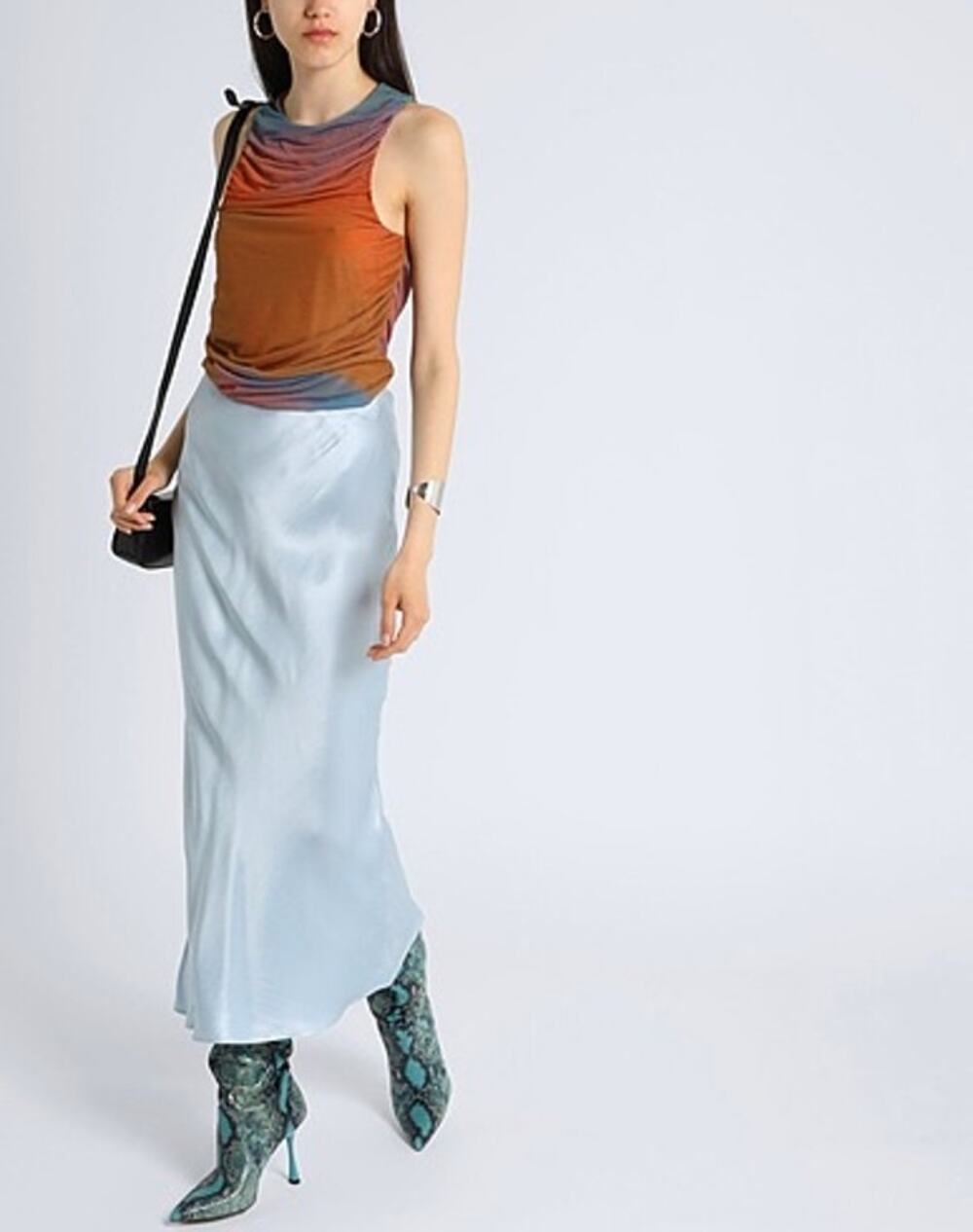 Topshop Rust Purple Ombre Ruched Draped Sleeveless Artsy Modern Top Size Small